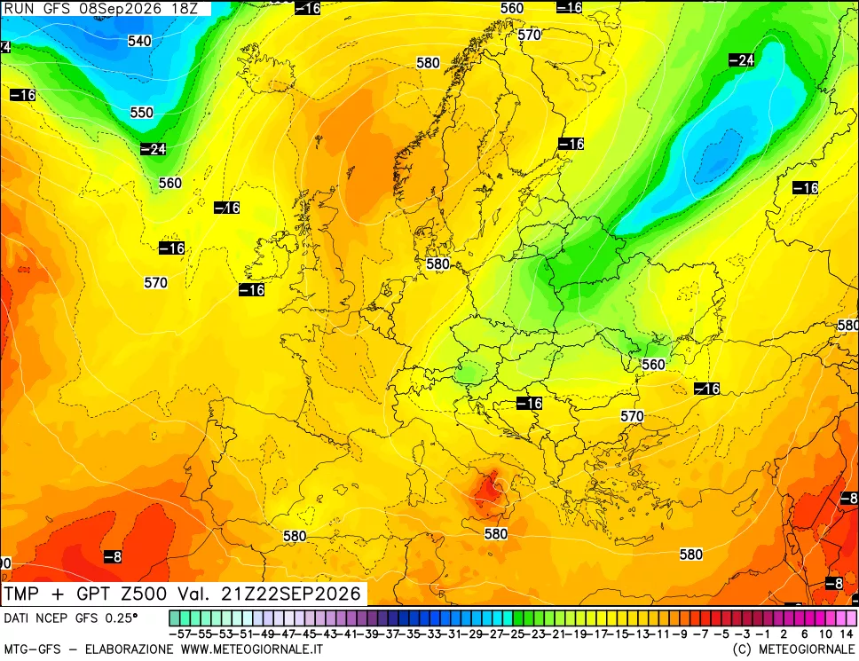 mappa 500 hPa Temp + GPT