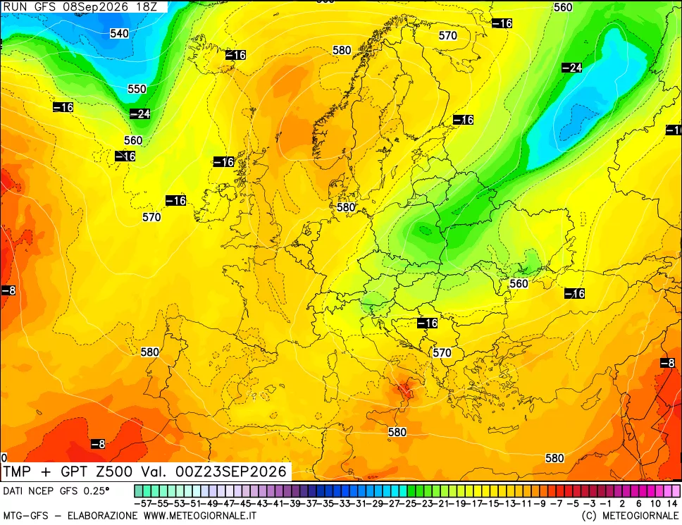 mappa 500 hPa Temp + GPT