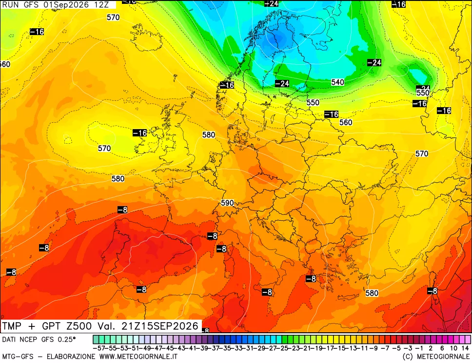 mappa 500 hPa Temp + GPT