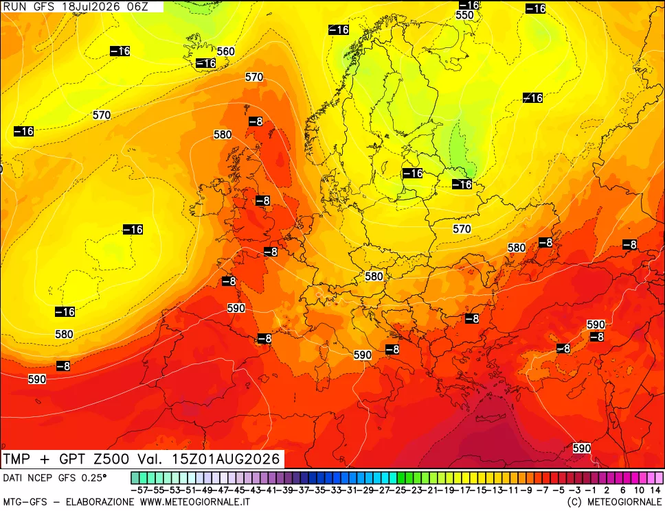 mappa 500 hPa Temp + GPT