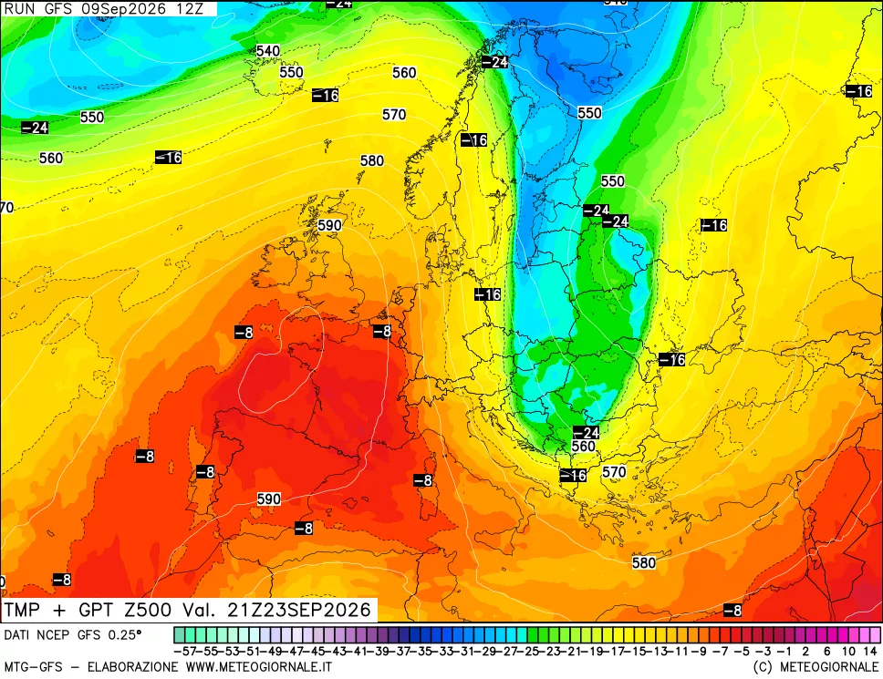 mappa 500 hPa Temp + GPT