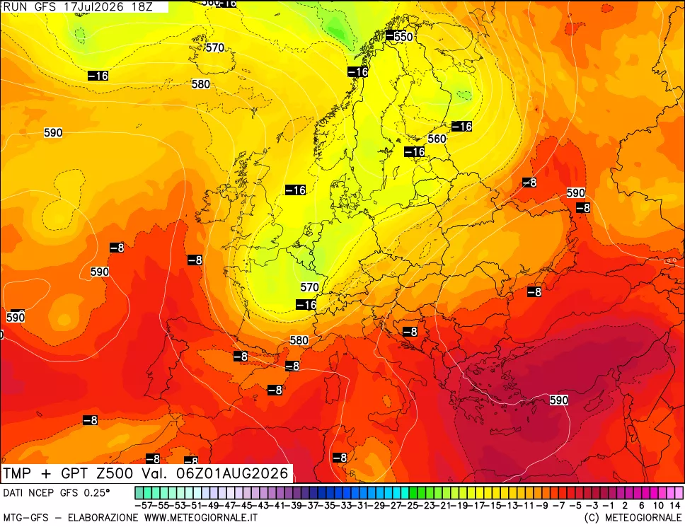 mappa 500 hPa Temp + GPT