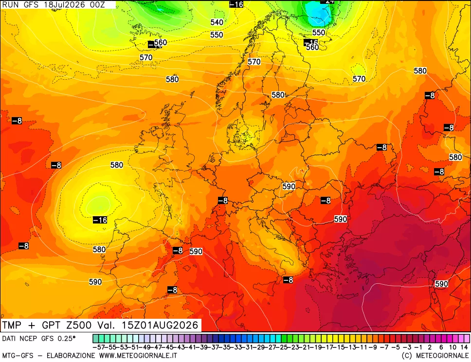 mappa 500 hPa Temp + GPT