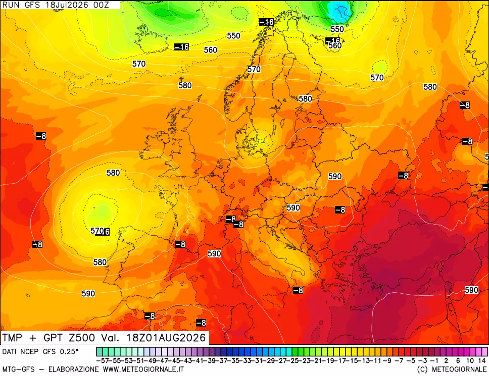 mappa 500 hPa Temp + GPT