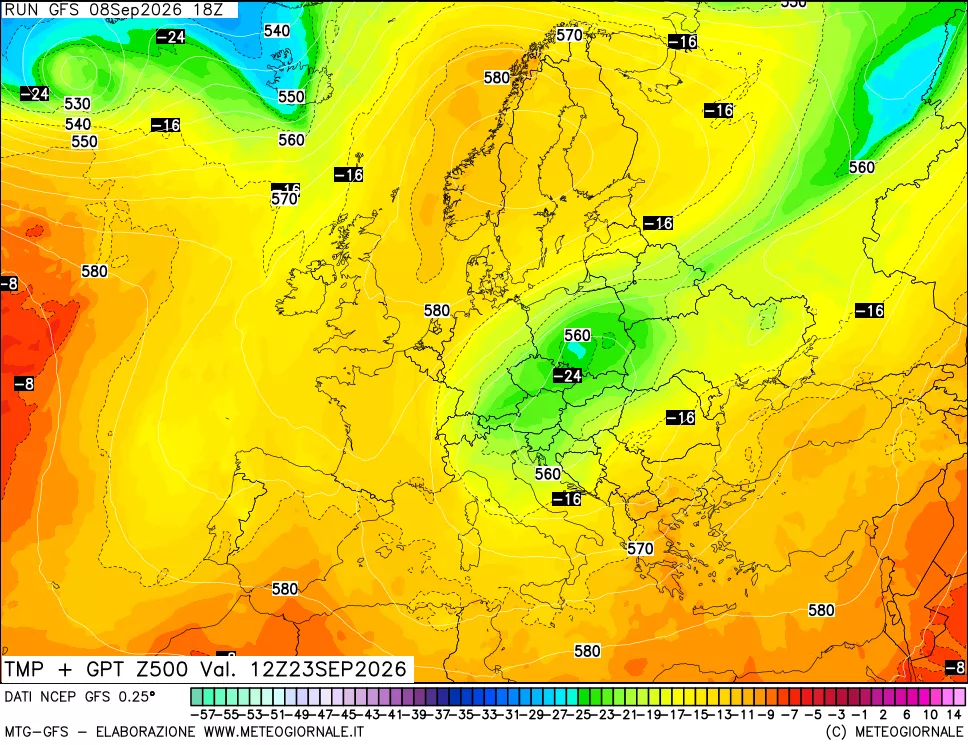 mappa 500 hPa Temp + GPT
