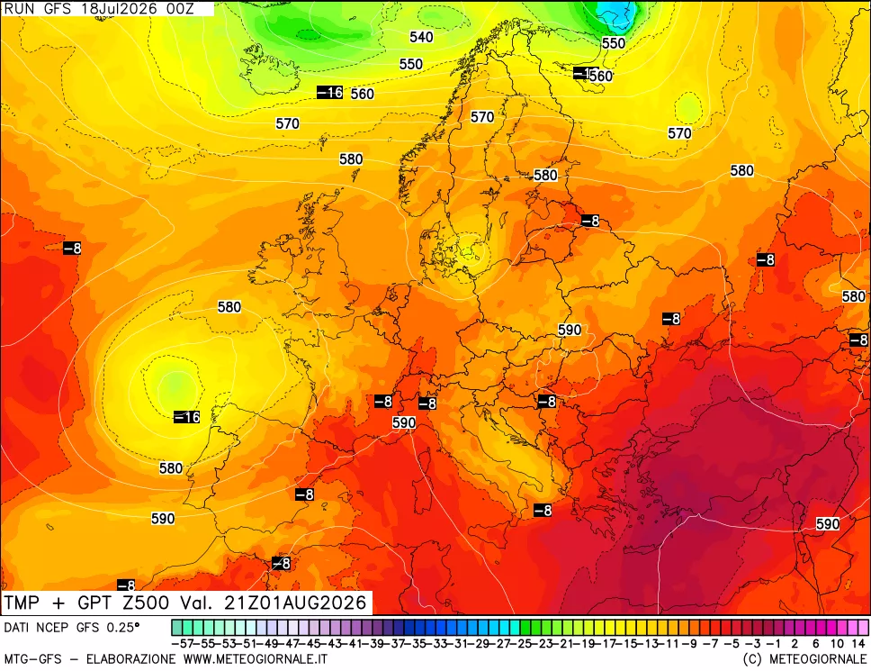 mappa 500 hPa Temp + GPT