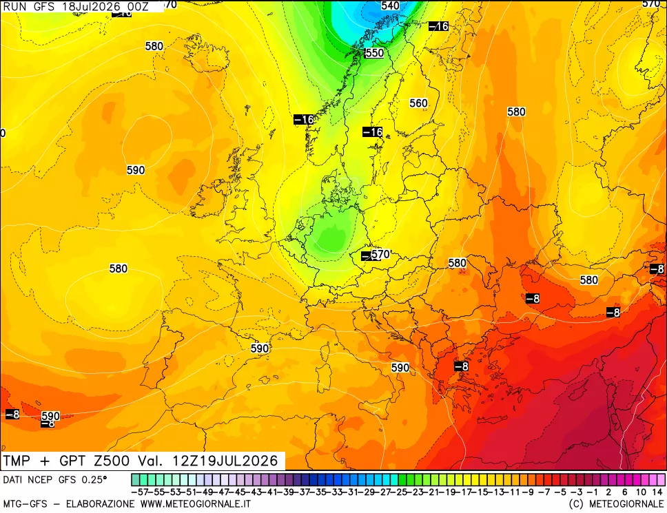 mappa 500 hPa Temp + GPT