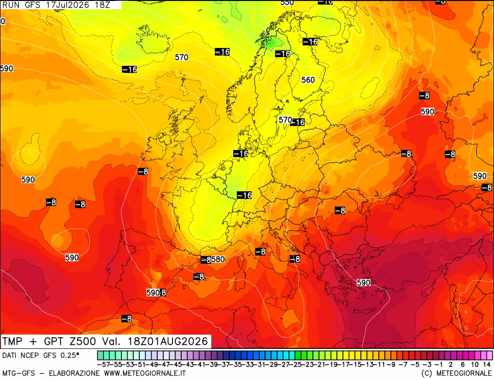 mappa 500 hPa Temp + GPT