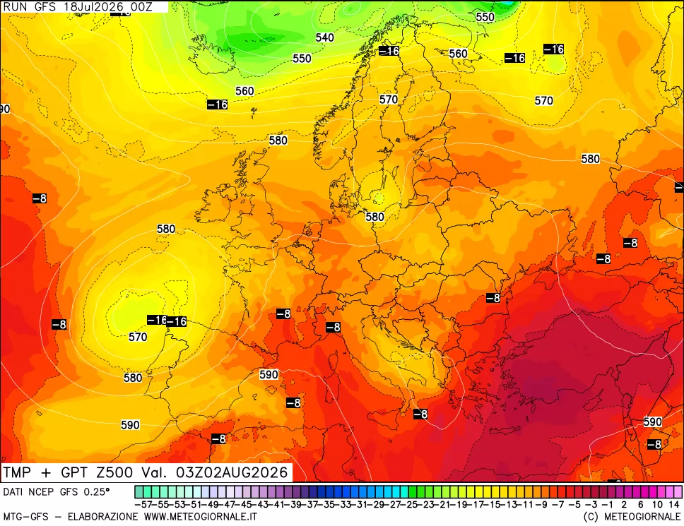 mappa 500 hPa Temp + GPT