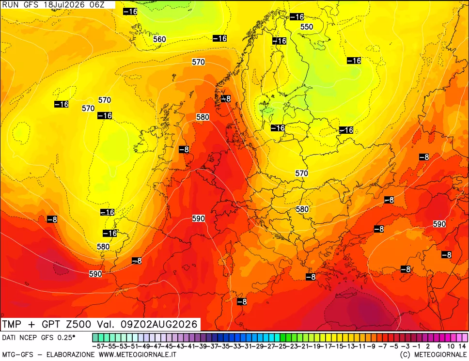mappa 500 hPa Temp + GPT