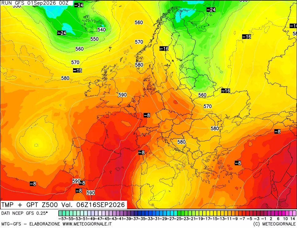 mappa 500 hPa Temp + GPT