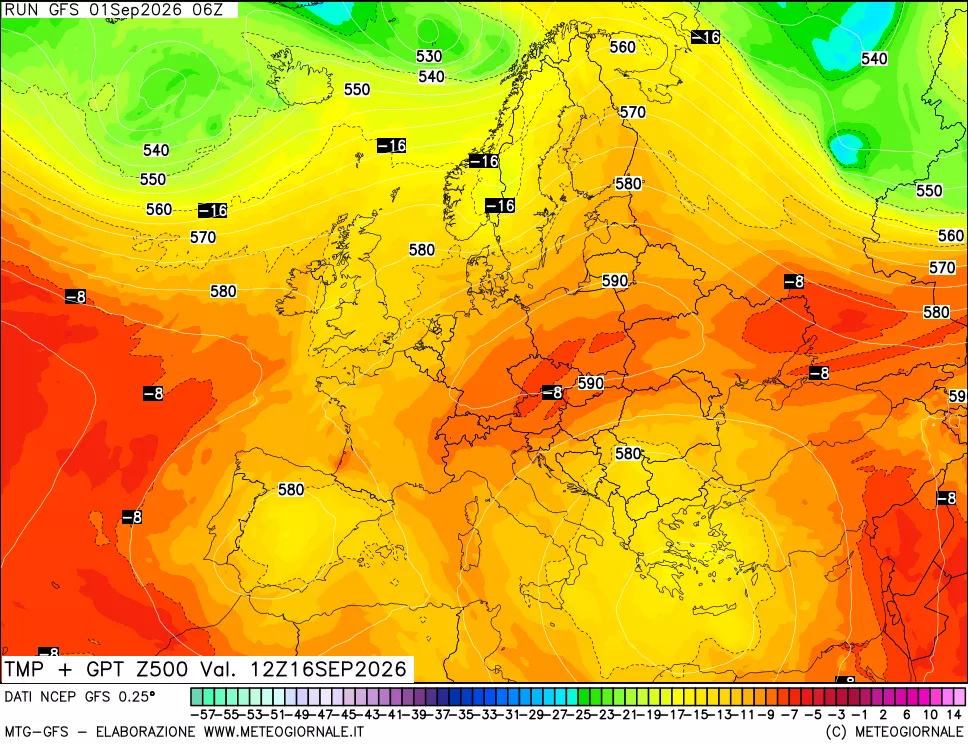 mappa 500 hPa Temp + GPT
