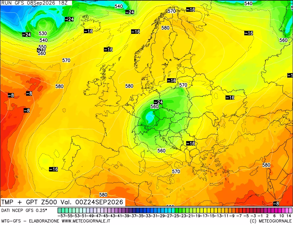 mappa 500 hPa Temp + GPT