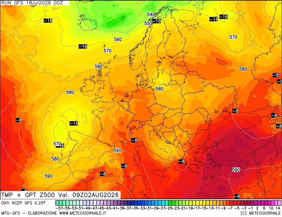 mappa 500 hPa Temp + GPT