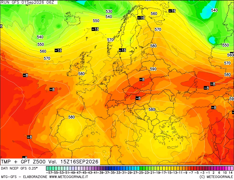 mappa 500 hPa Temp + GPT