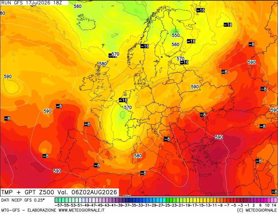 mappa 500 hPa Temp + GPT