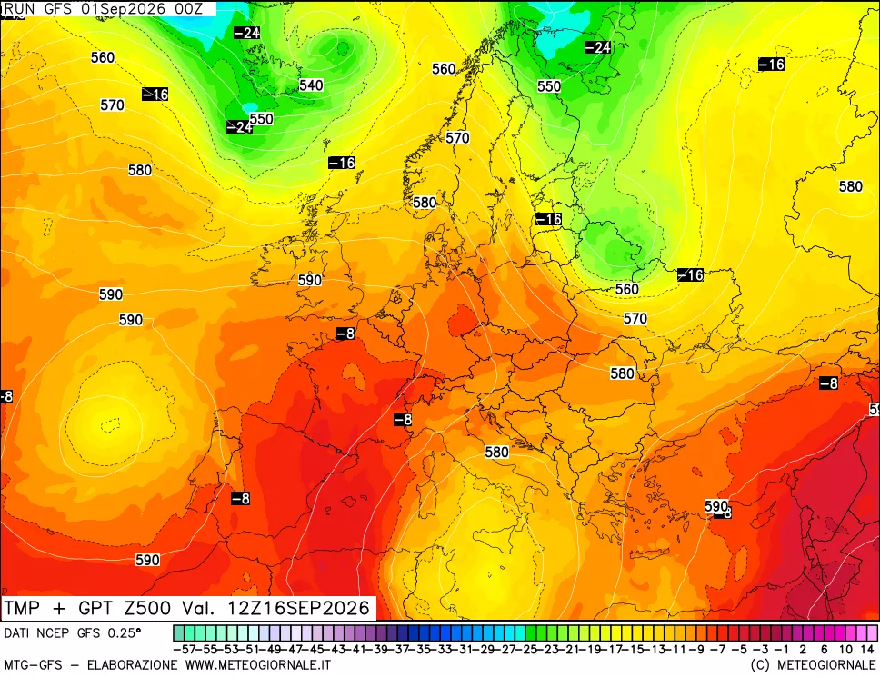 mappa 500 hPa Temp + GPT