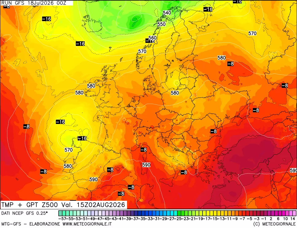 mappa 500 hPa Temp + GPT