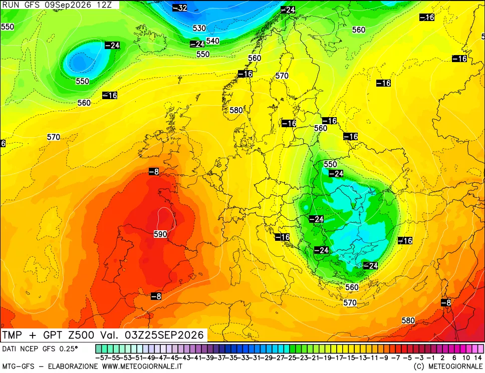 mappa 500 hPa Temp + GPT