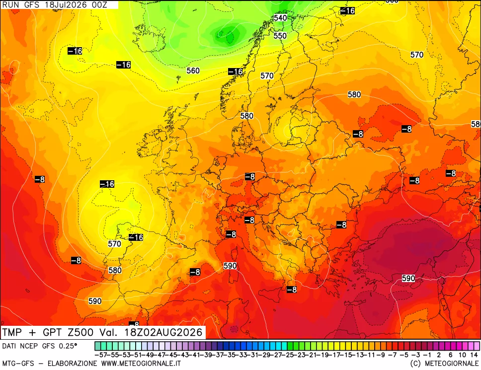 mappa 500 hPa Temp + GPT