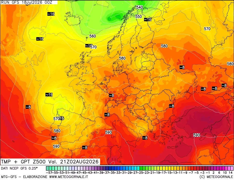 mappa 500 hPa Temp + GPT