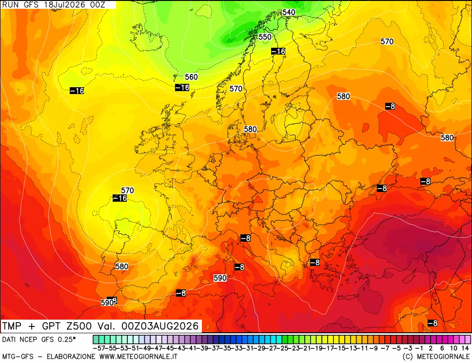 mappa 500 hPa Temp + GPT