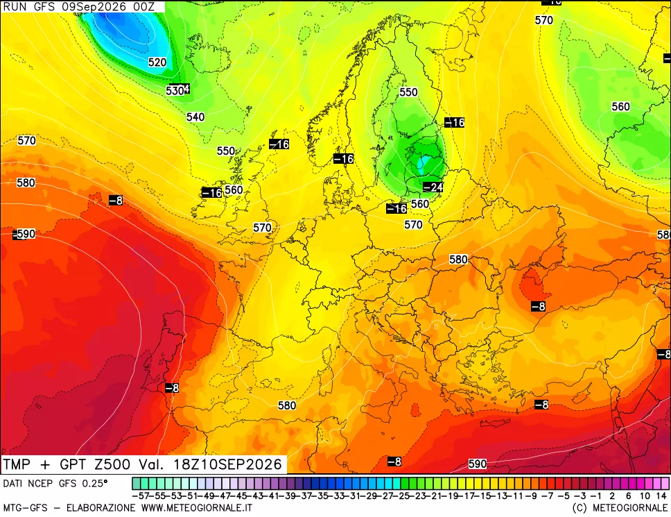 mappa 500 hPa Temp + GPT