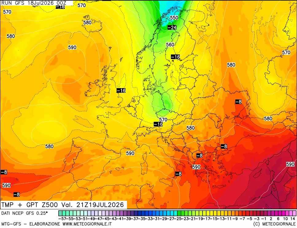 mappa 500 hPa Temp + GPT