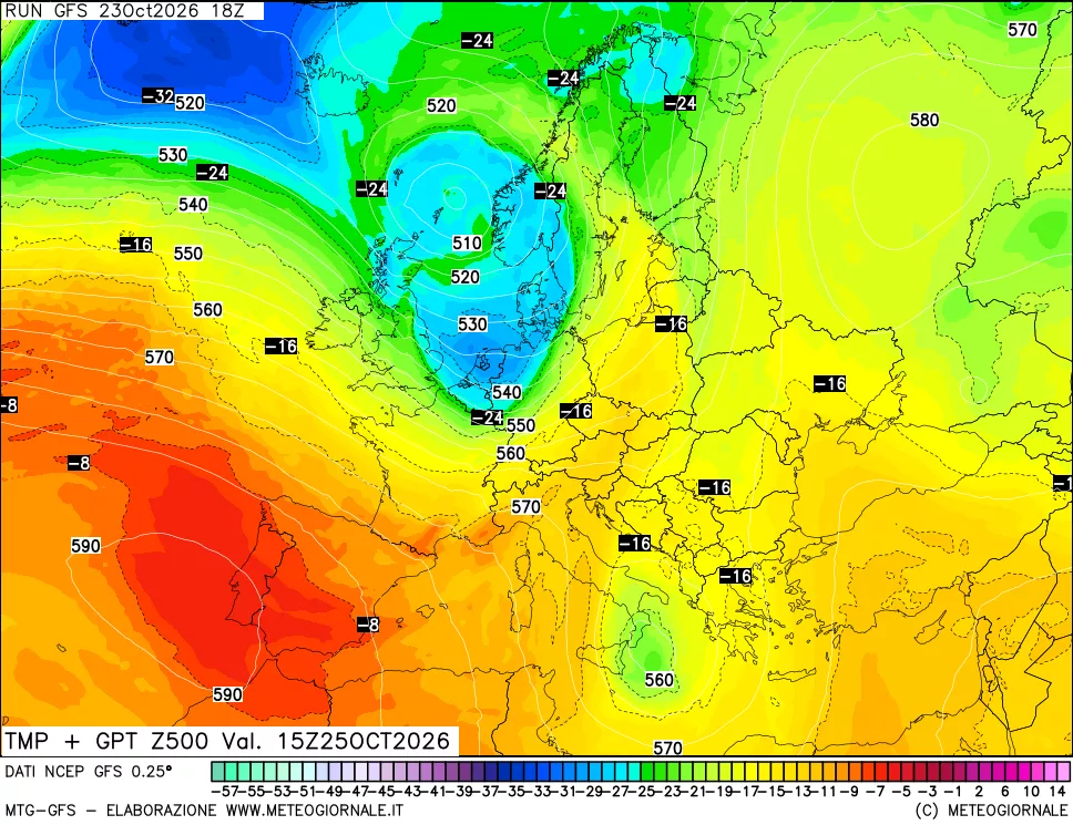 mappa 500 hPa Temp + GPT