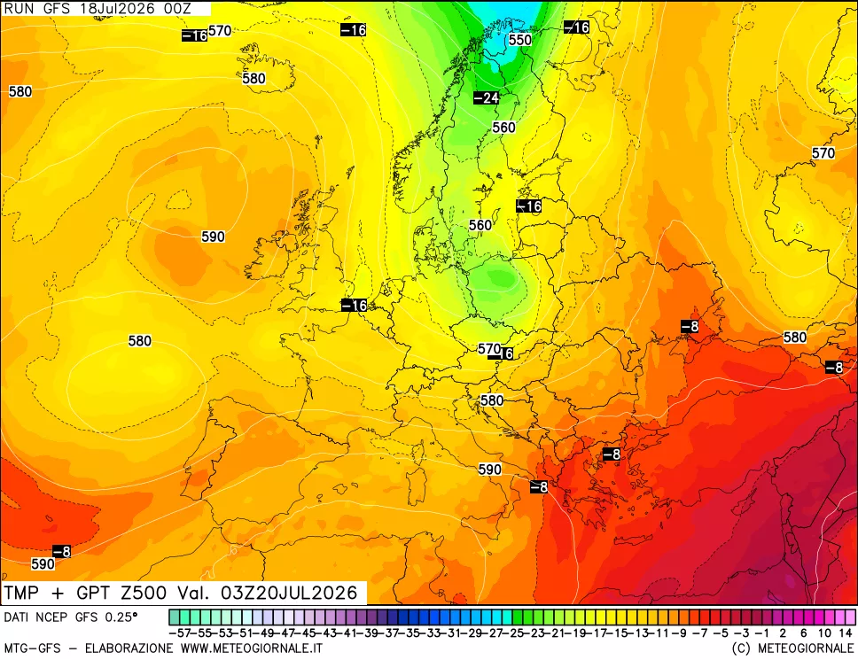 mappa 500 hPa Temp + GPT