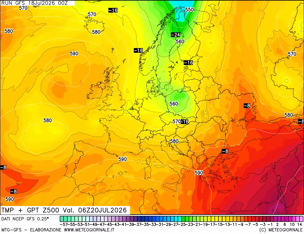 mappa 500 hPa Temp + GPT