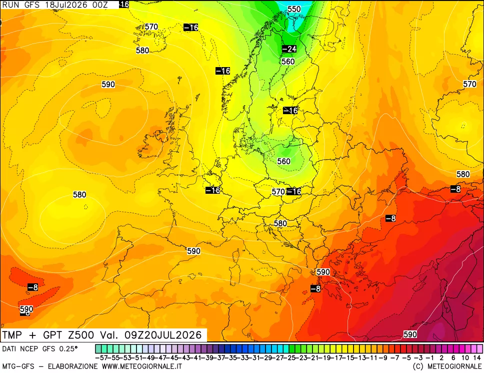 mappa 500 hPa Temp + GPT