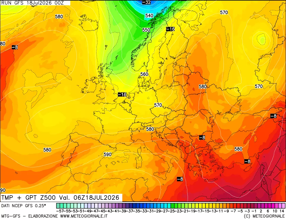 mappa 500 hPa Temp + GPT
