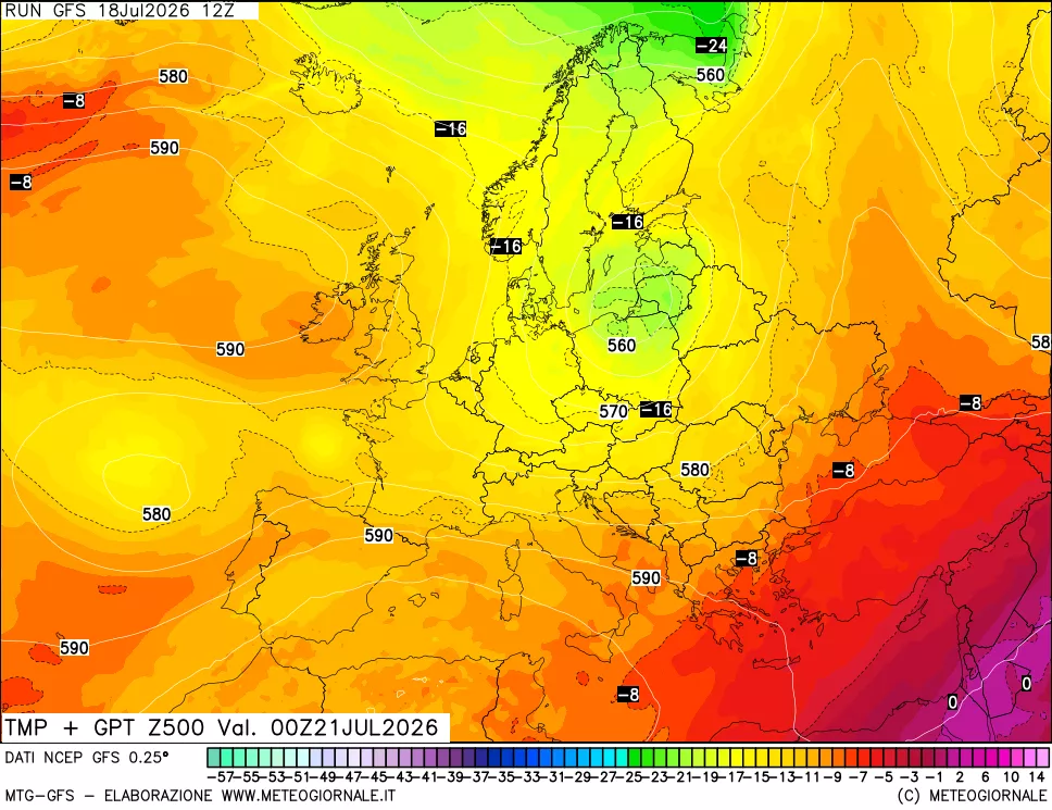 mappa 500 hPa Temp + GPT