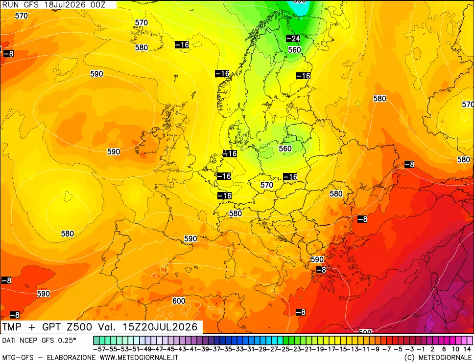 mappa 500 hPa Temp + GPT