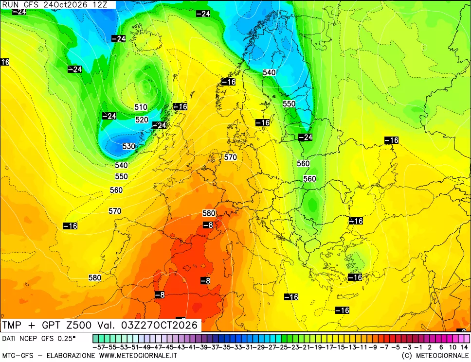 mappa 500 hPa Temp + GPT