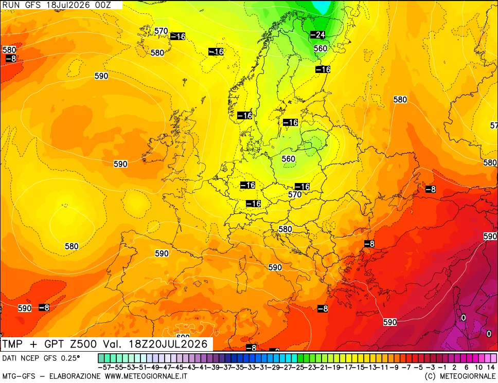 mappa 500 hPa Temp + GPT