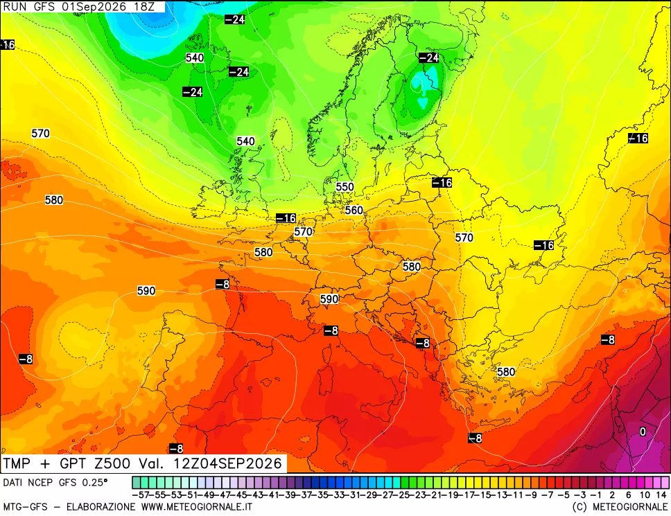 mappa 500 hPa Temp + GPT
