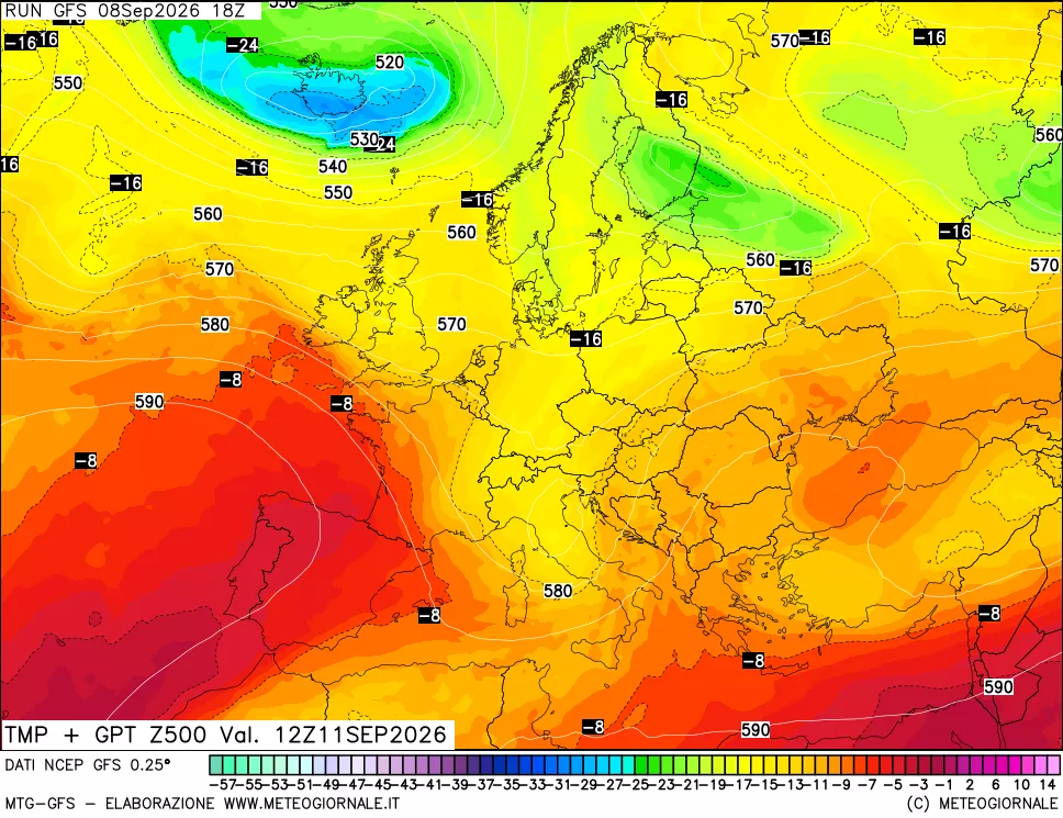 mappa 500 hPa Temp + GPT