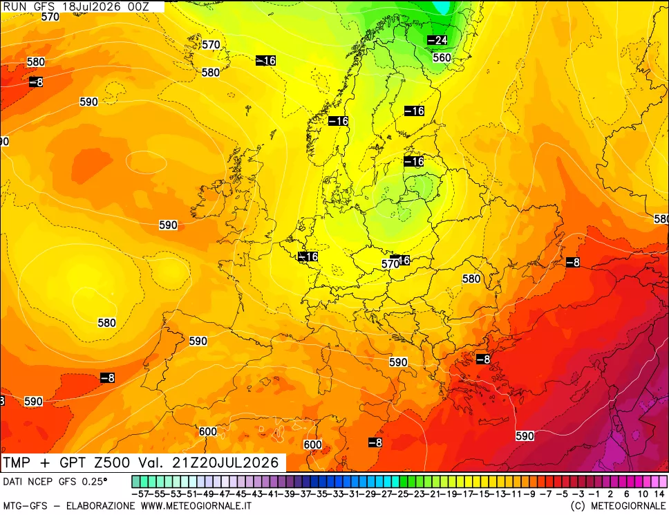 mappa 500 hPa Temp + GPT