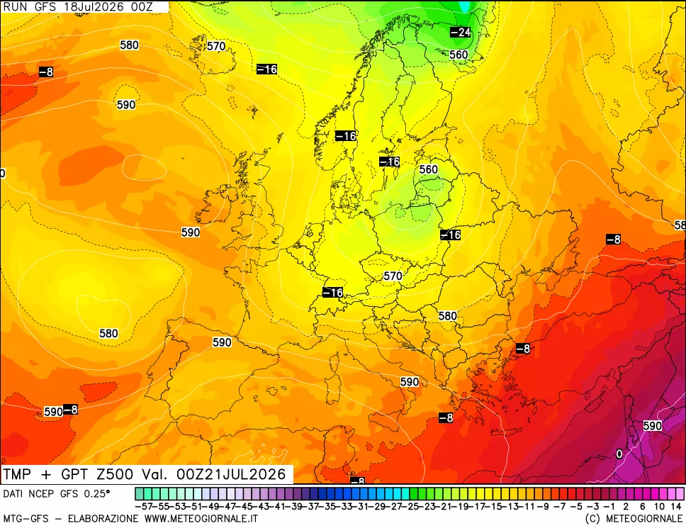 mappa 500 hPa Temp + GPT