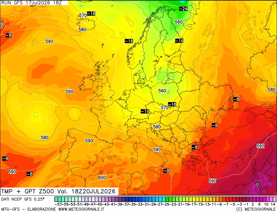 mappa 500 hPa Temp + GPT