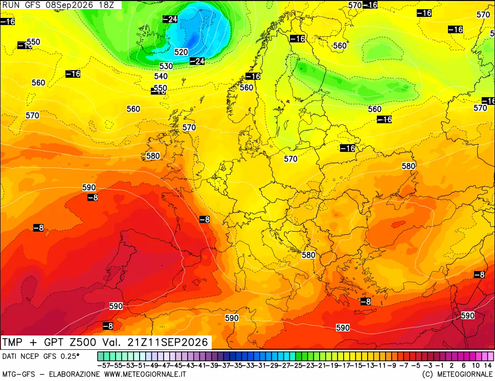 mappa 500 hPa Temp + GPT