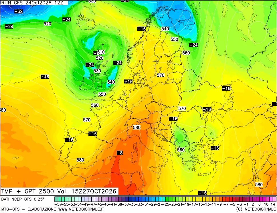 mappa 500 hPa Temp + GPT