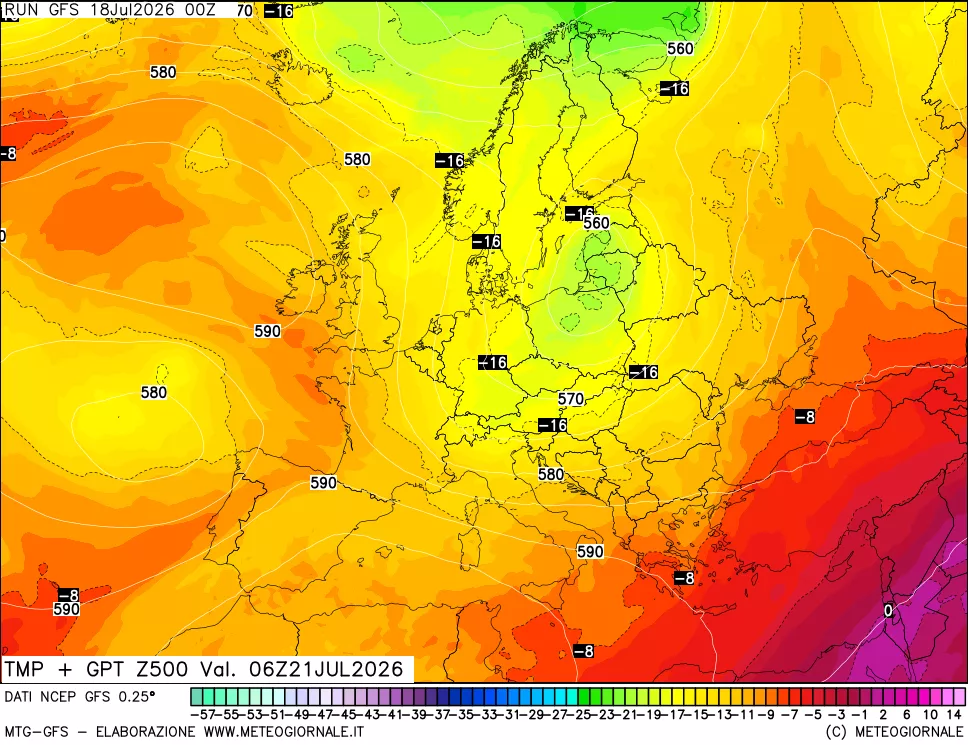 mappa 500 hPa Temp + GPT