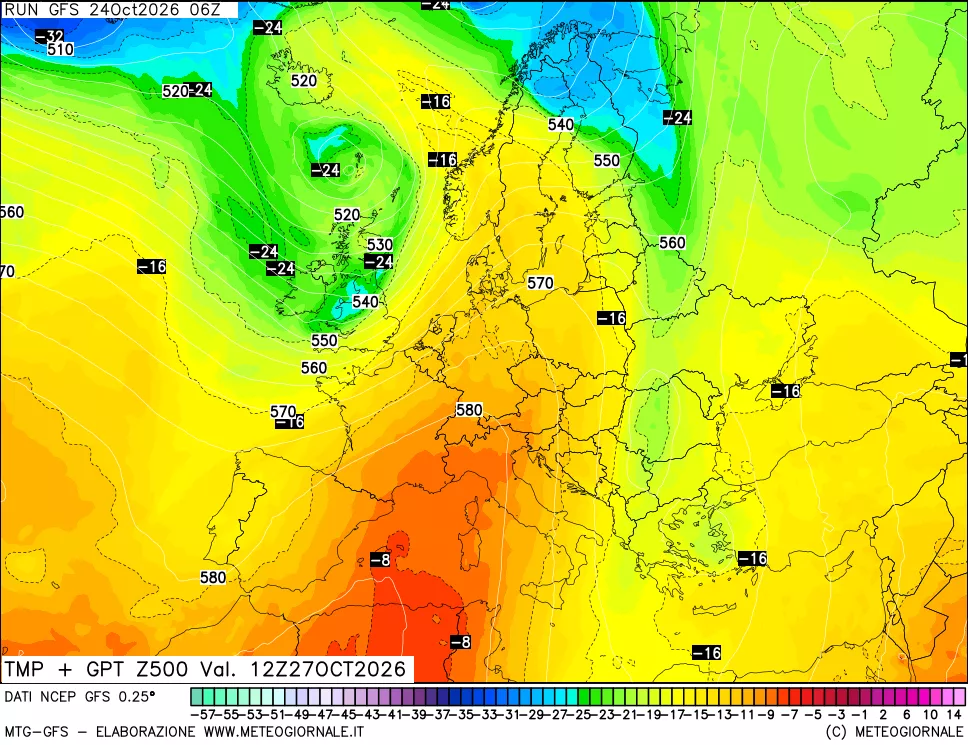 mappa 500 hPa Temp + GPT