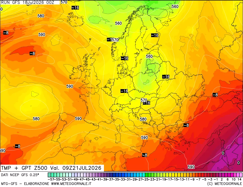 mappa 500 hPa Temp + GPT