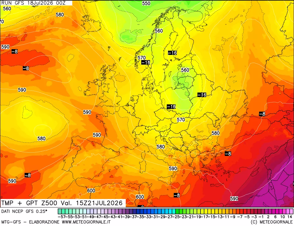 mappa 500 hPa Temp + GPT