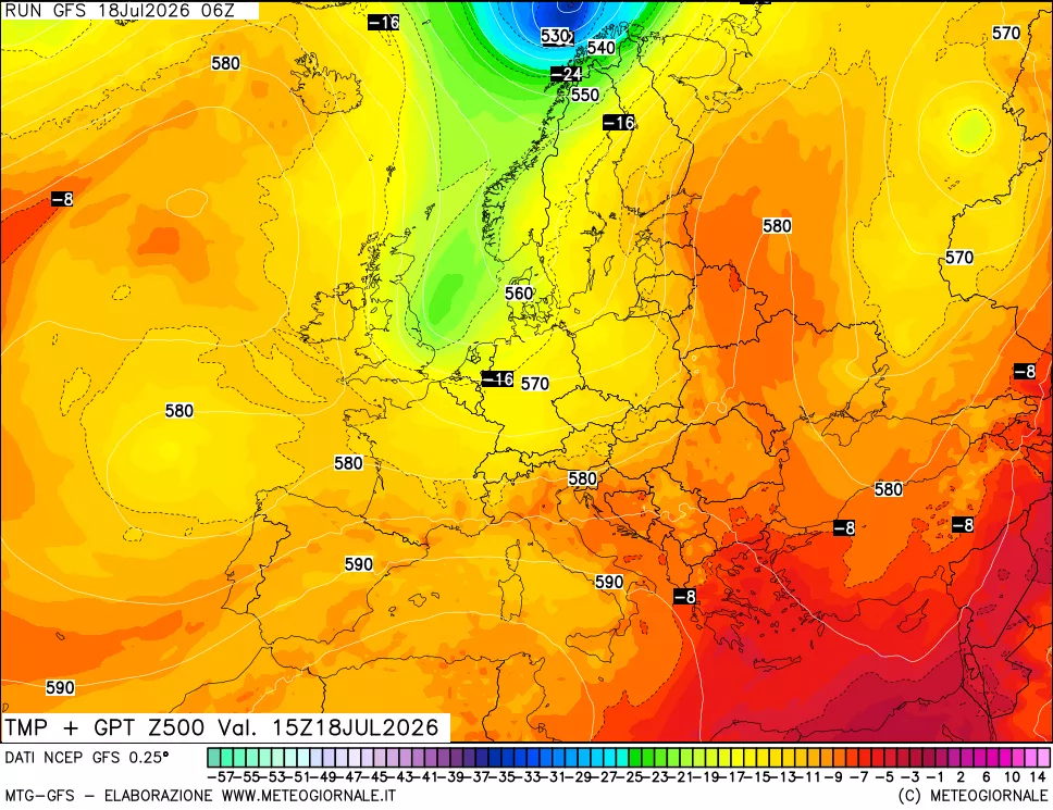 mappa 500 hPa Temp + GPT