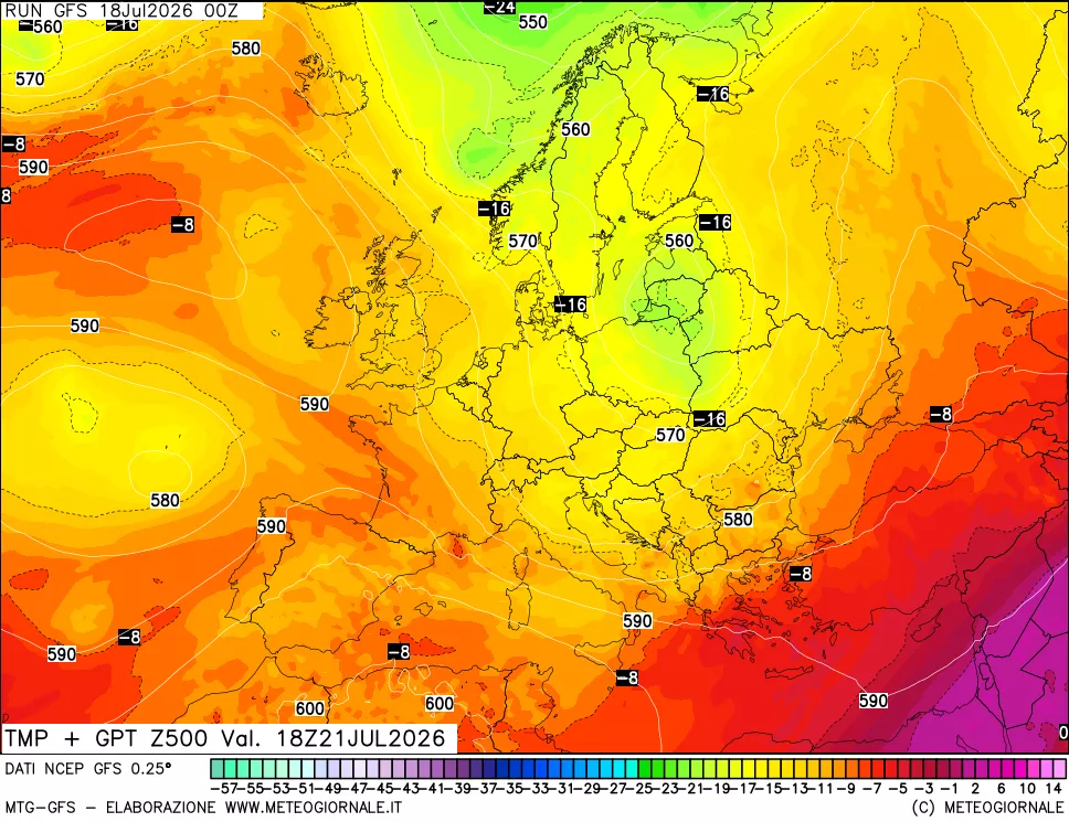mappa 500 hPa Temp + GPT